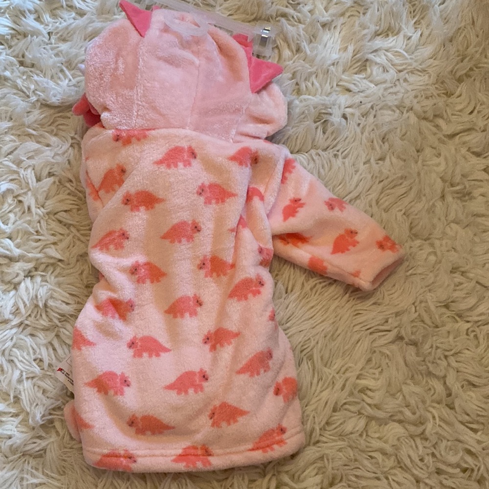 NWT Hudson Baby Triceratops Pink robe and matching stuffed animal. 0-9M - Picture 3 of 7